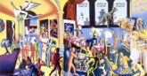 1. Mark Kostabi, The Rhythm of Inspiration, 1995, Olio su tela (213x365 cm)